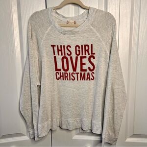 Altar’d State Women’s XL “This Girl Loves Christmas” Gray Red Holiday Sweater